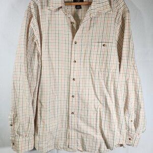 Three Forks Edition Mens Long Sleeve Plaid Button Down Shirt Size XL 100% Cotton